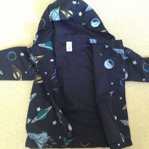 Gymboree Boys spaceship raincoat hood xs boys lined size 3-4